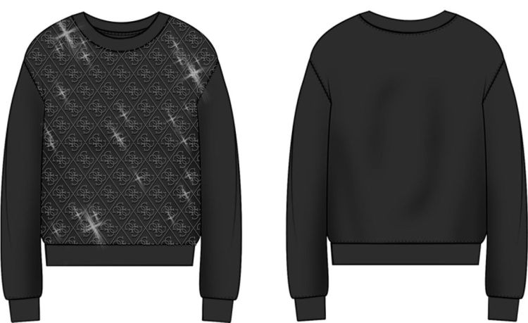 Guess Clothes  Zwart dames (CN Allover 4G Crystals Sweatshirt - W6BQ14K6060 JBLK) - Mayday (Aalst)