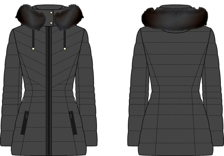 Guess Clothes  Zwart dames (Jolanda Stretch Puffer - W6BL77W4713 JBLK) - Mayday (Aalst)