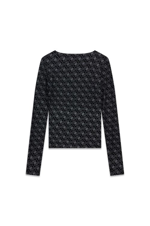 Guess Clothes  Zwart dames (LS Boat Nk Teodora 4G Allover  - W6BP26K6284 JBLK) - Mayday (Aalst)