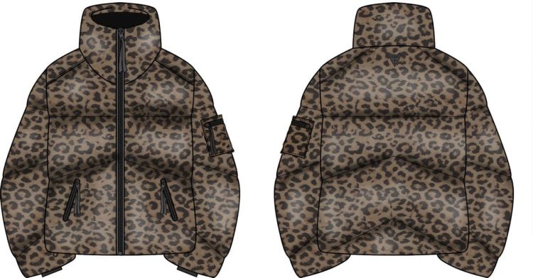 Guess Clothes  Leopard dames (MARTINA PRINT CROP PUFFA - W5BL47W3702 P1UK Savage Night ) - Mayday (Aalst)