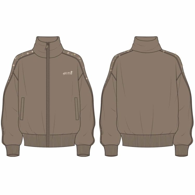 Guess Clothes  Taupe dames (OCTAVIA HIGH NECK FULL ZIP  - V5BQ15KCX22 G1K8 Silk Taupe) - Mayday (Aalst)