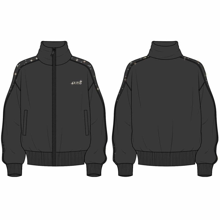 Guess Clothes  Zwart dames (OCTAVIA HIGH NECK FULL ZIP  - V5BQ15KCX22 JBLK) - Mayday (Aalst)