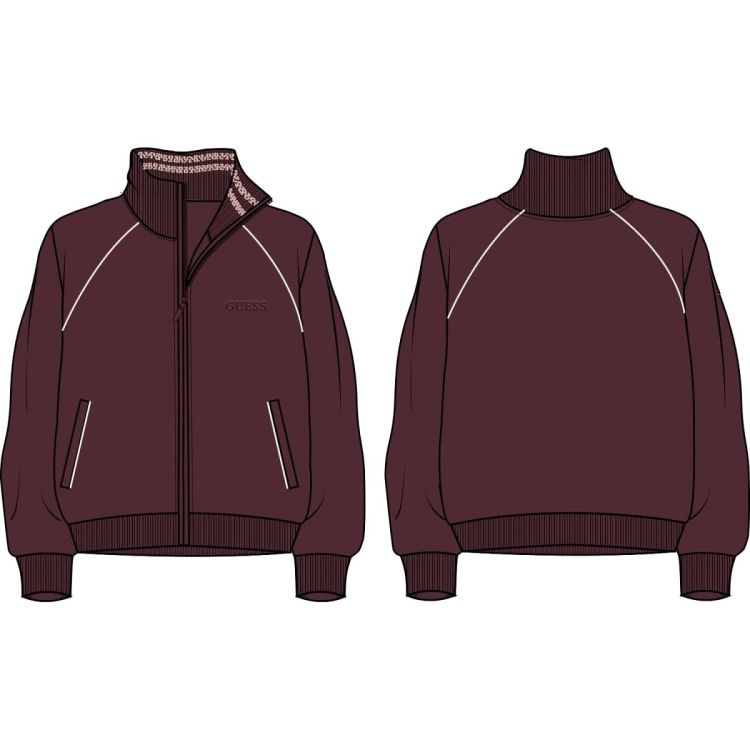Guess Clothes  Bordeau dames (Sibilla Full Zip Sweatshirt - V6BQ04K6263 G596) - Mayday (Aalst)