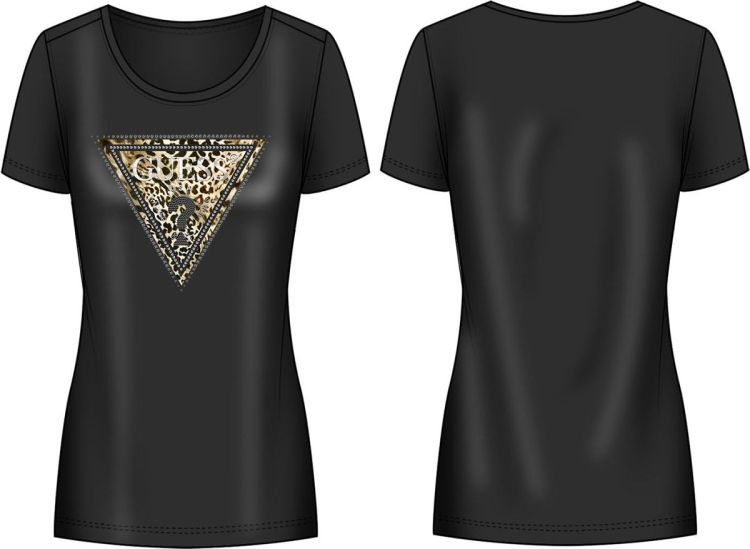 Guess Clothes  Zwart dames (SS CN Savanna Leopard Triangle - W6BI26K6047 JBLK) - Mayday (Aalst)