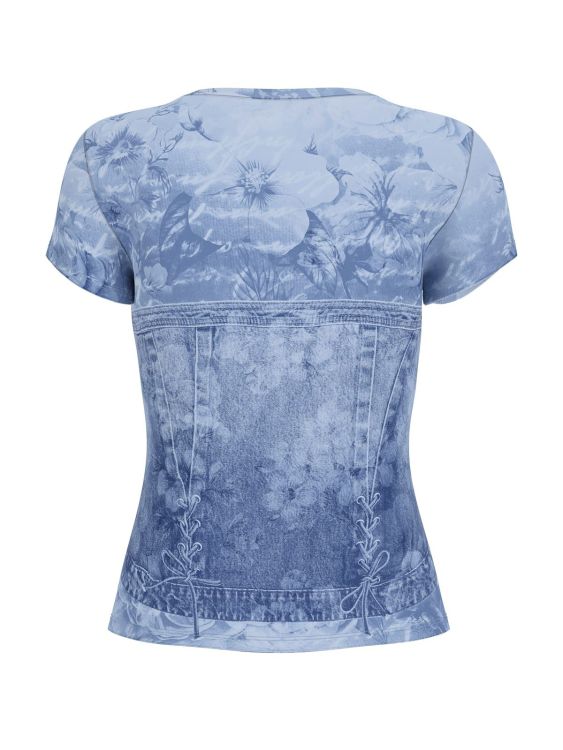 Guess Clothes  Blauw dames (SS FLOWER DENIM R5 SUB TEE - W6GI44K3614 F7LM) - Mayday (Aalst)