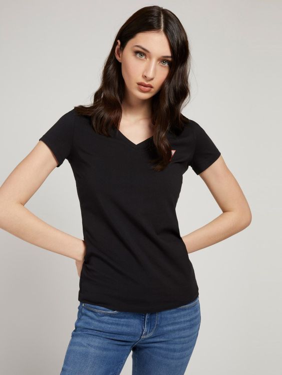 Guess Clothes  Zwart dames (SS VN MINI TRIANGLE TEE - W1YI1AJ1311 JBLK) - Mayday (Aalst)