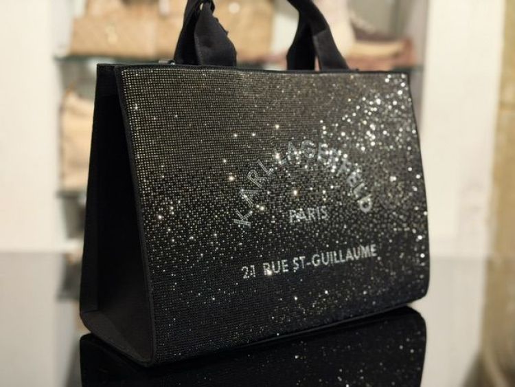 Karl Lagerfeld Accessoires  Zwart dames (K/RSG SQUARE RH DEG MD TOTE - B4W50025 1LI DEGRADE BLACK GRE) - Mayday (Aalst)