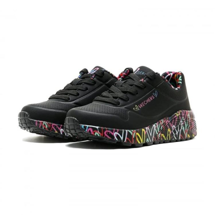 Skechers Veter Zwart kinderen (Skechers Uno Lite Lovely Luv  - 314976L BKMT) - Mayday (Aalst)