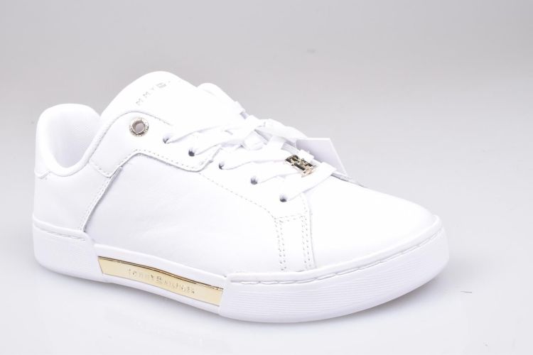 Tommy Hilfiger Veter Wit dames (TH Court Sneaker Golden TH - FW0FW07116 YBS White) - Mayday (Aalst)
