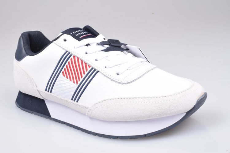 Tommy Hilfiger Veter Wit heren (TH Essential Runner Flag Leather - FM0FM03928 YBR ) - Mayday (Aalst)