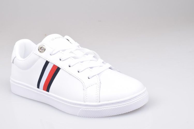 Tommy Hilfiger Veter Wit dames (TH Essential Stripes Court Sneaker - FW0FW07449 YBS White) - Mayday (Aalst)