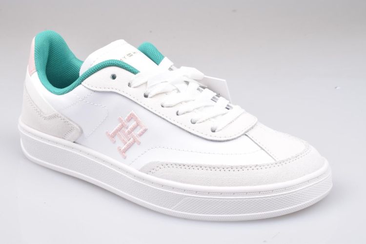 Tommy Hilfiger Veter Wit dames (TH Heritage Court Sneaker  - FW0FW07889 0K4 White/Olympic G) - Mayday (Aalst)