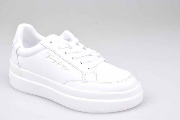 Tommy Hilfiger Veter Wit dames (TH Signature Leather Sneaker - FW0FW06665 YBR White) - Mayday (Aalst)