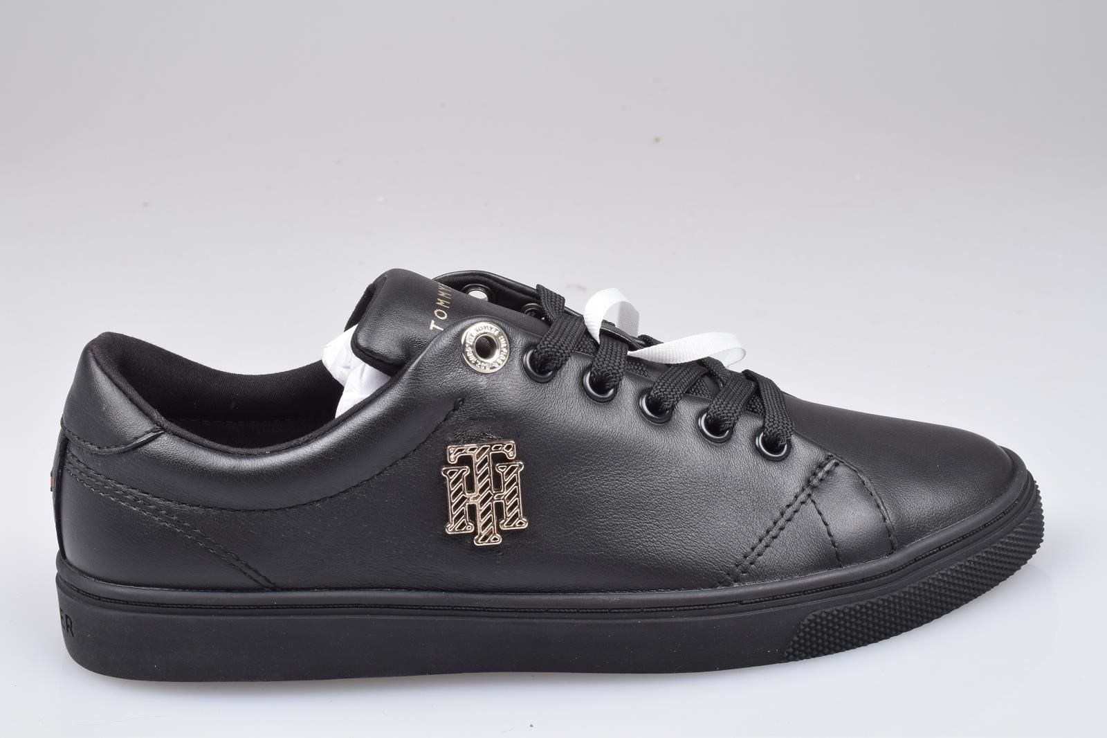 Mayday Zwart Veter dames - Hardware Cupsole Sneaker - (TH FW0FW06523 Black) (Aalst) Logo Tommy BDS Hilfiger